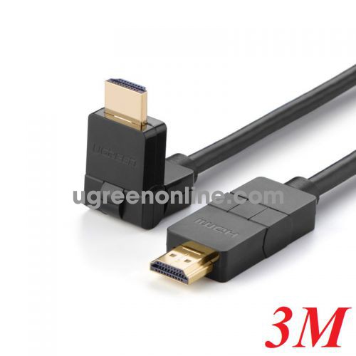 Ugreen 10127 3m dây hdmi 1.4 2 đầu xoay được 180° black hd105 10010127