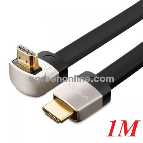 Ugreen 10281 1m hdmi right angle flat cable metal connectors straight to down 1.4v full copper 19 + 1 black hd122 10010281