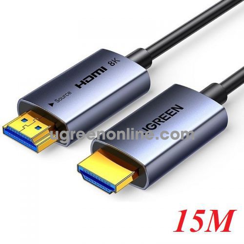 Ugreen 55505 15M 8K@60Hz v2.1 HDMI Fiber Cable 2.1 8k60hz màu xám HD183 10055505