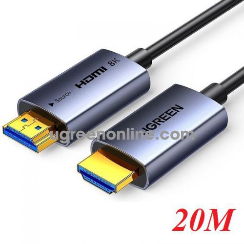Ugreen 55506 20M 8K@60Hz v2.1 HDMI Fiber Cable 2.1 8k60hz màu xám HD183 10055506
