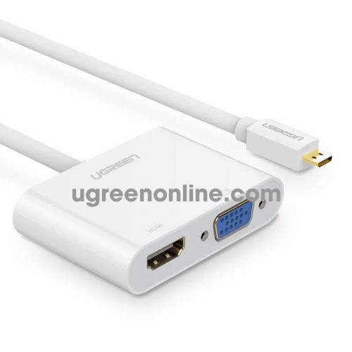 Ugreen 30354 Micro Hdmi To Hdmi + Vga Adapter With 3.5Mm Audio Port TrắNg 10Cm Mm115 10030354