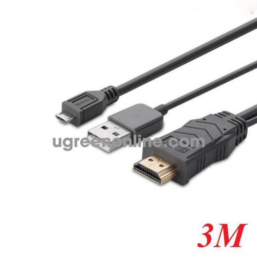 Ugreen 20138 3M Xám Dây Mhl Micro Usb 5 Chân Sang Hdmi Chiếu Điện Thoại Android Lên Tv Máy Chiếu Mh101 10020138