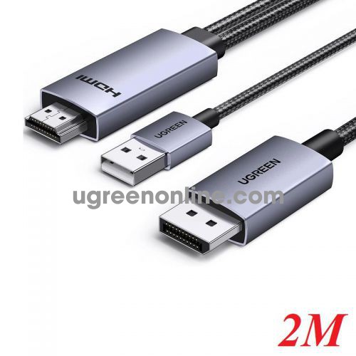 Ugreen 55329 2M 4K Hdmi Pc To Monitor Displayport Dp Lcd Cable With Usb Power HD169 10055329