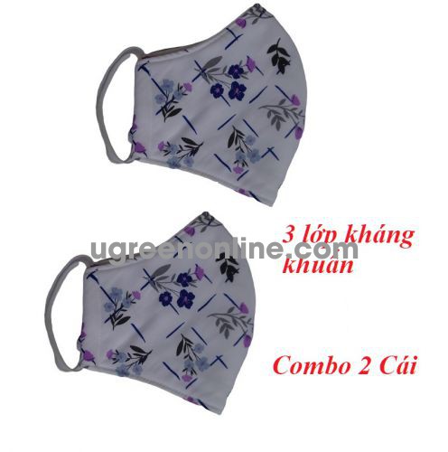 Minh Minh 87621 hoa tím combo 2 chiếc khẩu trang 3 lớp vải - lọc - kháng khuẩn. có thể giặt được. chống tia UV. chống thấm nước bọt và dịch từ bên ngoài GKOL KT3LV 10087621