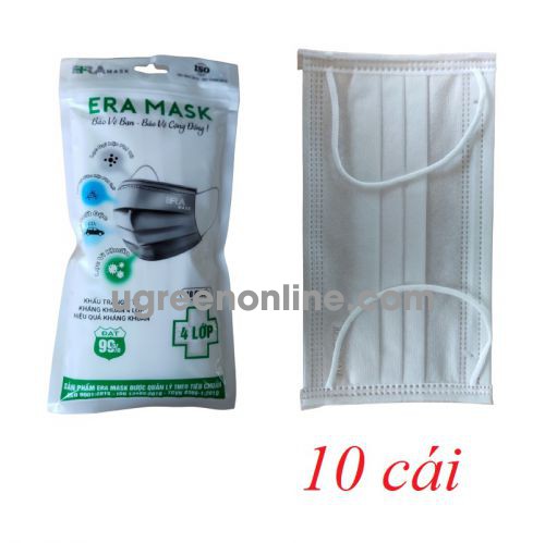 Eramask 15562 ERAtuitrang túi 10 cái màu trắng khẩu trang era mask 4 lớp hoạt tính kháng khuẩn dùng cho y tế - đi đường - sinh hoạt hàng ngày 10015562