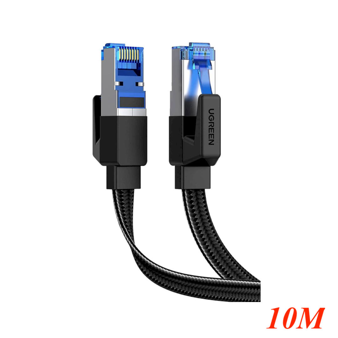 Ugreen 40175 10m Cat8 Flat 40Gbps 2000mhz Ethernet Cable Braided black ...