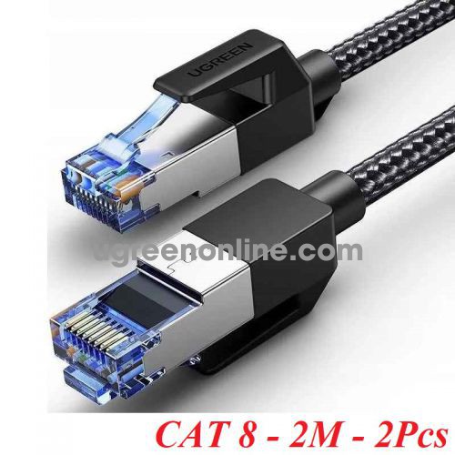 Ugreen 27548 2M 2pcs CAT8 F/Ftp 25Gbps 2000mhz Ethernet Cable Braided 2-Pack Black Ethernet Braided pure cooper 80431p NW153 10027548