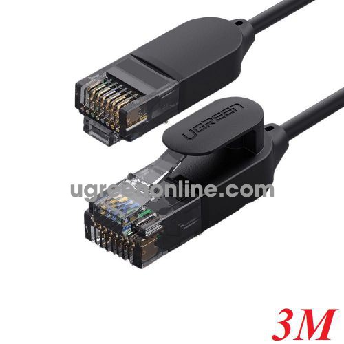 Ugreen 70653 3M 10Gbps 500MHz cat6a Black OD2.8mm Utp Round and Ultra Slim Ethernet Cable Pure Copper Patch Cord NW122 10070653