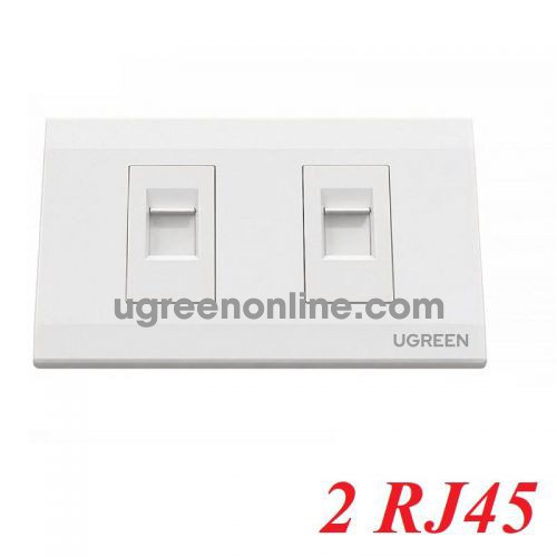 Ugreen 75814 faceplate 2x rj45 mặt nạ âm tường 2 cổng mạng hình chữ nhật cao cấp màu trắng 75814 10075814