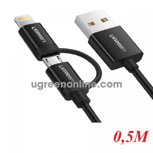 Ugreen 40939 0.5M USB to Micro USB + Mini USB Data cable cáp US178 10040939