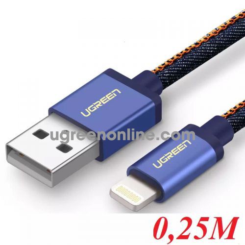 Ugreen 40482 0.25M USB 2.0 to Lightning cable cáp with Braid US199 10040482