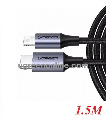 Ugreen 60760 1.5m black usb type c to lightning cable aluminum shell braided US304 10060760