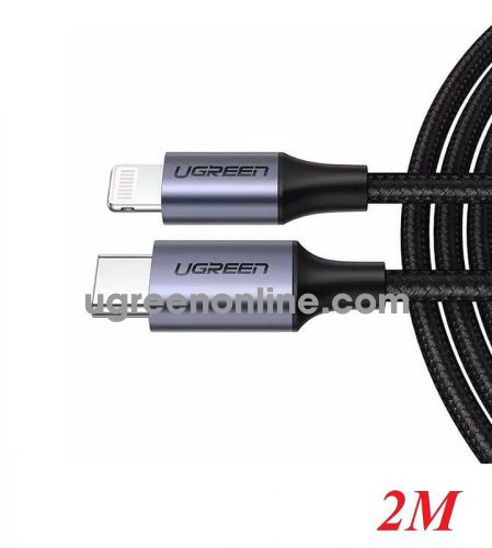 Ugreen 60761 2m black lightning to usb type-c 2.0 cable US304 10060761