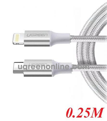 Ugreen 70521 25cm white lightning to usb type c 2.0 cable 0.25m US304 10070521