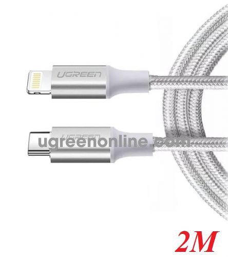 Ugreen 70525 2m white lightning to usb type c 2.0 cable US304 10070525