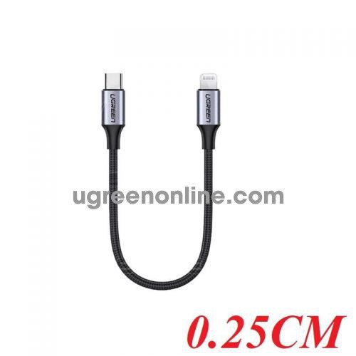 Ugreen 60757 25cm black usb-c to lightning cable aluminum shell braided 0.25m US304 10060757