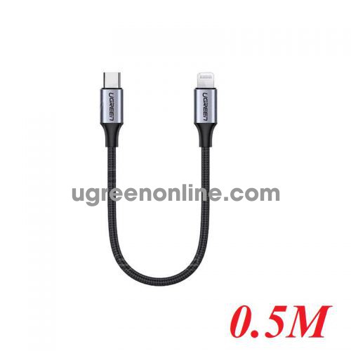 Ugreen 60758 0.5m black usb type c to lightning cable aluminum shell braided 50cm US304 10060758