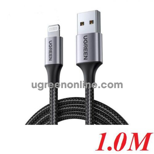 Ugreen 60156 1M Black Usb 2.0 A To Lightning Cable Nickel Plating Aluminum Braid US291 10060156