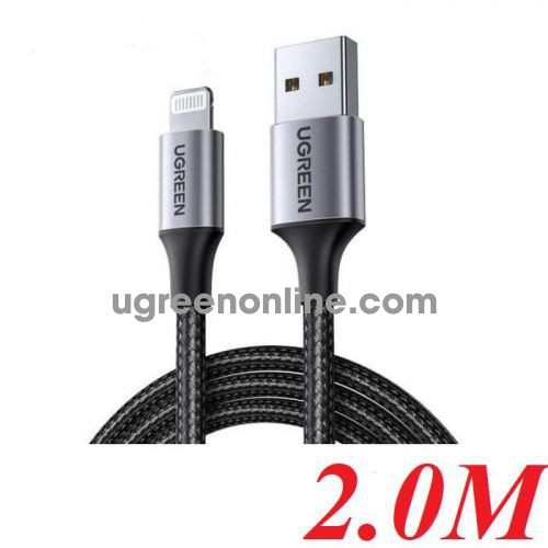 Ugreen 60158 2M Black Usb 2.0 A To Lightning Cable Nickel Plating Aluminum Braid US291 10060158