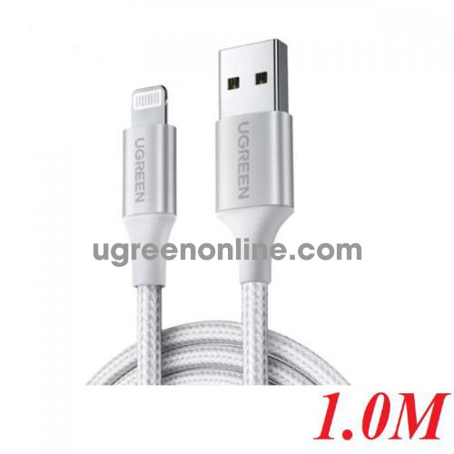 Ugreen 60161 1M White Usb 2.0 A To Lightning Cable Nickel Plating Aluminum Braid US291 10060161