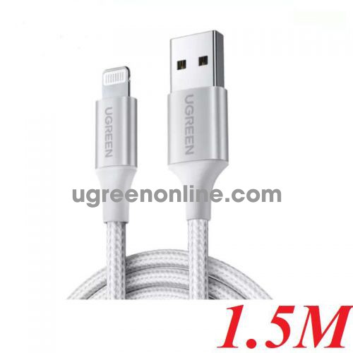 Ugreen 60162 1.5M White Usb 2.0 A To Lightning Cable Nickel Plating Aluminum Braid US291 10060162