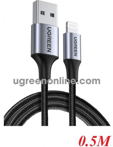 Ugreen 60155 0.5M black USB 2.0 A to Lightning Cable Nickel Plating Aluminum Braid 50cm US291 10060155