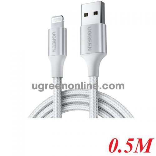 Ugreen 60160 0.5M white USB 2.0 A to Lightning Cable Nickel Plating Aluminum Braid 50cm US291 10060160