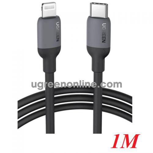 Ugreen 20304 1M Mfi Black Usb Type C To Lightning Silicone Cable US387 10020304