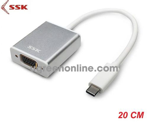 SSK SHU-C-015 20cm Màu Bạc Bộ chuyển đổi Usb Type-C ra VGA 97919 10097919