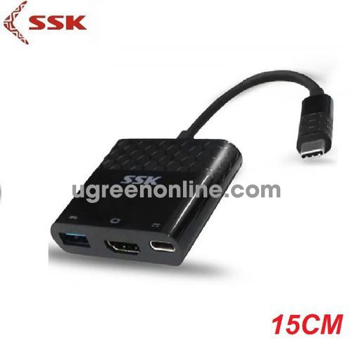 SSK SHU-C-020 15cm Màu Đen Bộ chuyển đổi Usb Type-C ra HDMI + USB 3.0 96957 10096957