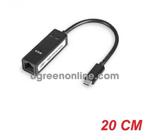 SSK SHU-C-030 20cm Màu Đen Bộ chuyển đổi Usb Type-C ra Lan 10/100/1000 95585 10095585