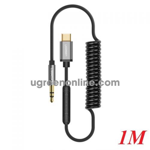 Ugreen 30634 Usb Type C To 3.5Mm Coiled Stereo Audio Cable Black 1M Av143 10030634