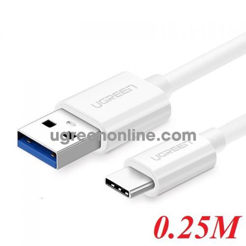 Ugreen 30621 Usb 3.0 To Usb C Round Cable White 0.25M Us172 10030621