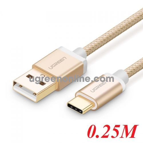 Ugreen 20858 Usb 2.0 To Usb C Cable With Nylon Webbing Gold 0.25M Us174 10020858
