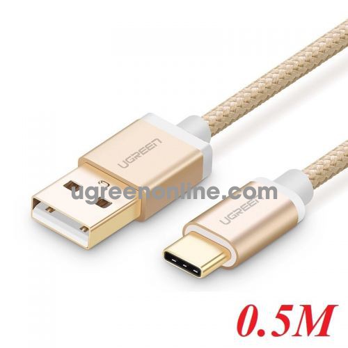 Ugreen 20859 Usb 2.0 To Usb C Cable With Nylon Webbing Gold 0.5M Us174 10020859