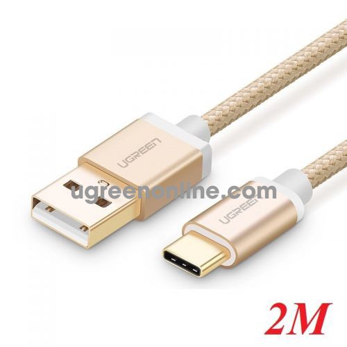 Ugreen 20862 Usb 2.0 To Usb C Cable With Nylon Webbing Gold 2M Us174 10020862