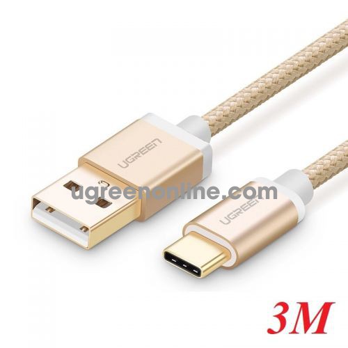Ugreen 20863 Usb 2.0 To Usb C Cable With Nylon Webbing Gold 3M Us174 10020863