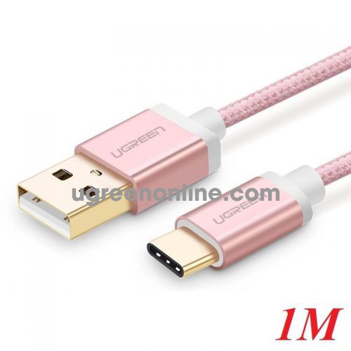 Ugreen 20866 Usb 2.0 To Usb C Cable With Nylon Webbing Rose Gold 1M Us174 10020866