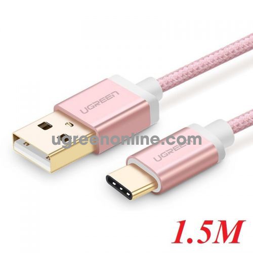 Ugreen 20867 Usb 2.0 To Usb C Cable With Nylon Webbing Rose Gold 1.5M Us174 10020867