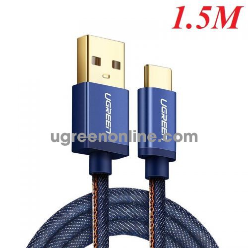 Ugreen 40345 Usb 2.0 To Tyec C Data & Charging Cable With Braid Blue 1.5M Us250 10040345