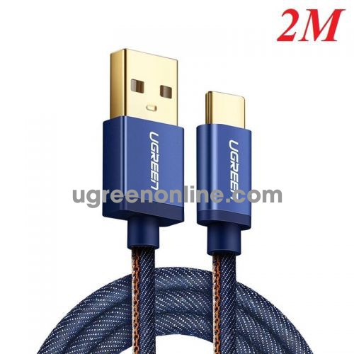 Ugreen 40346 Usb 2.0 To Tyec C Data & Charging Cable With Braid Blue 2M Us250 10040346