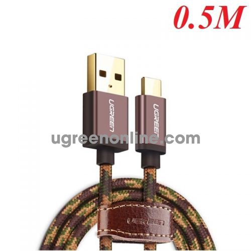 Ugreen 40428 Usb 2.0 To Tyec C Data & Charging Cable With Braid Brown 0.5M Us250 10040428