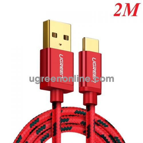 Ugreen 40486 Usb 2.0 To Tyec C Data & Charging Cable With Braid Red 2M Us250 10040486