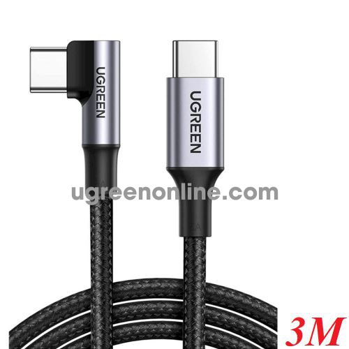 Ugreen 20583 3m 2.0 5V 5A Angled Round Nickel Plating Alu Case Black USB-C Male to USB-C Male Cable US334 10020583