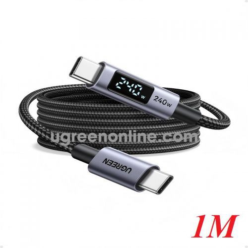 Ugreen 65866 240W 1M USB C to typec Cable Fast Charging usb-c Cord with LED Display Transfer Rate 2.0 480Mbps Max L530 10065866