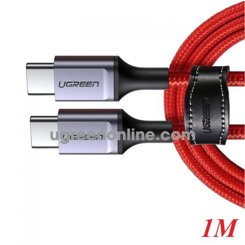 Ugreen 60186 1m 60w type c male to male aluminum shell plug nickel-plated red business models US294 10060186