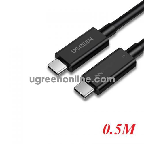 Ugreen 80324 0.5M 40Gbps Black USB type C to male USB C Cable 100W USB 3.1 Thunderbolt 3 Fast PD US341 10080324 10080324