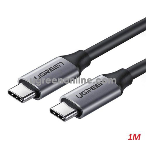 Ugreen 60183 1M USB 3.1 Type C Cable Male to Male Aluminum Shell Nickel Plating Gray Black US161 10060183