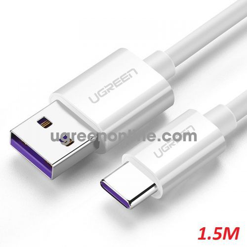 Ugreen 60726 1.5m 5V 5A White USB-A Male to Type C Male Cable Nickel Plating ABS Shell US253 10060726