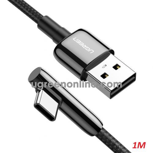 Ugreen 70413 1m Black USB 2.0-A to Angled USB-C Cable Zinc Alloy Shell with Braided US313 10070413